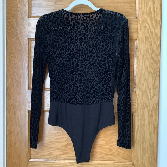 BARDOT Black Velvet Brocade Leopard Bodysuit - Picture 3 of 15